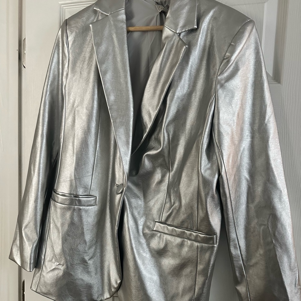 a new day Metallic Silver Blazer